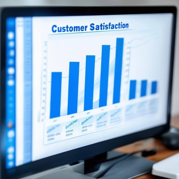 customer satisfaction survey result one simple blue chart on computer screen neliö