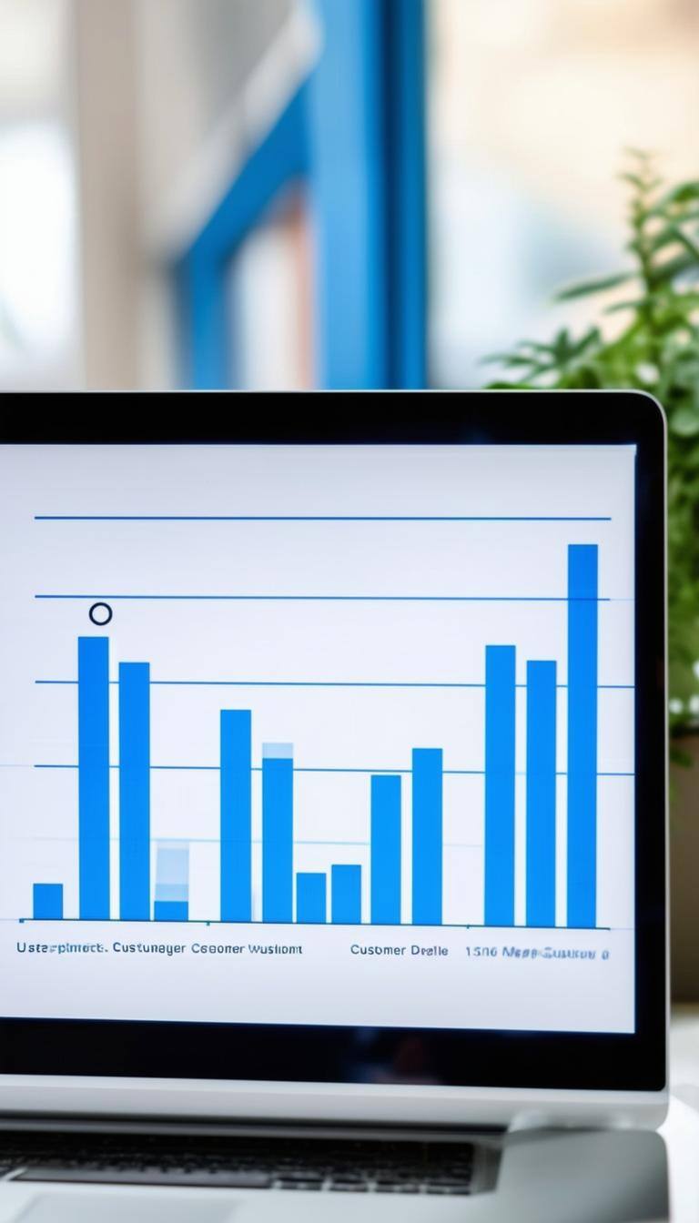 customer satisfaction survey result one simple blue chart on computer screen